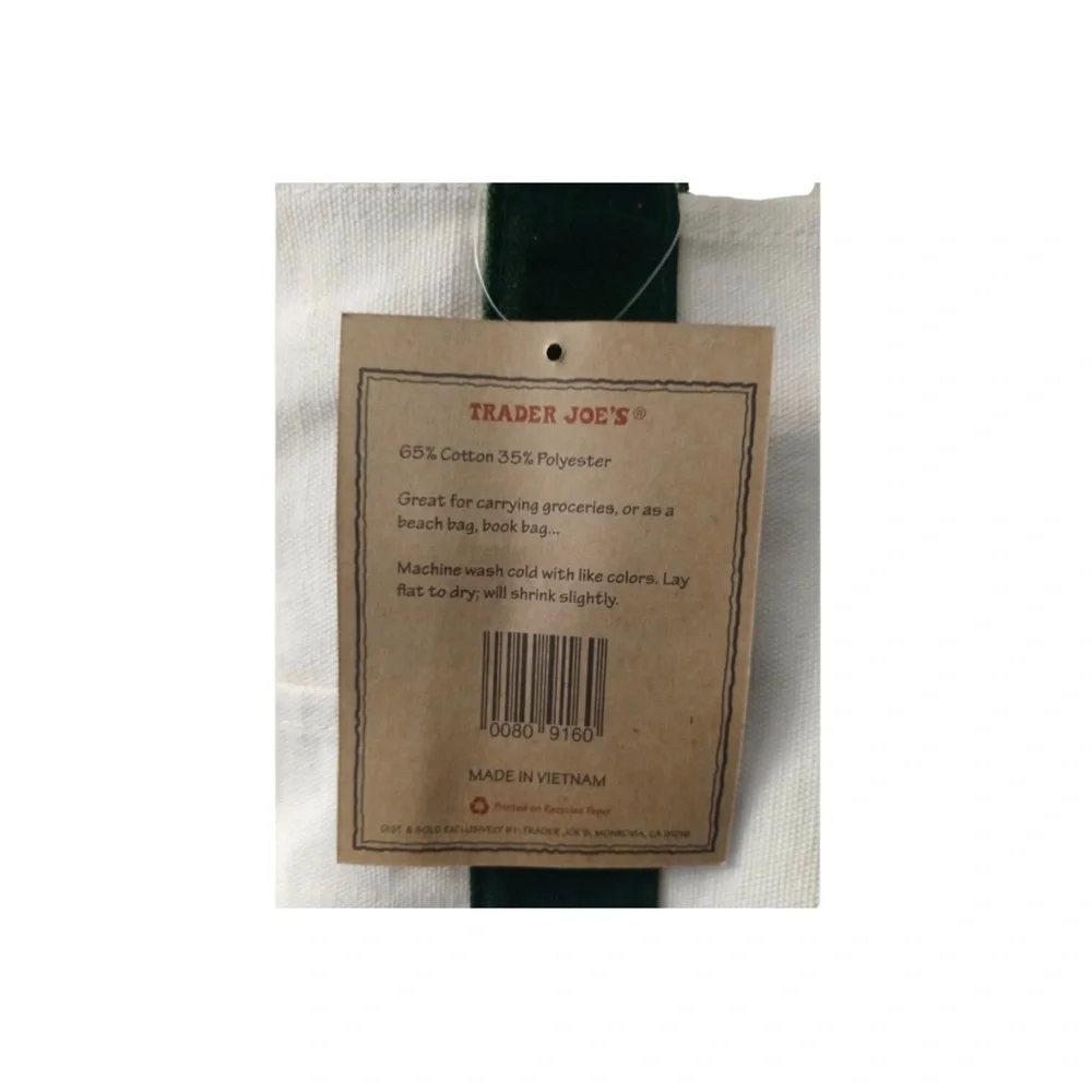 Trader Joe's Everyday Mini Canvas Tote Bag in Navy/Cream • NEW WITH TAGS - Picture 3 of 6